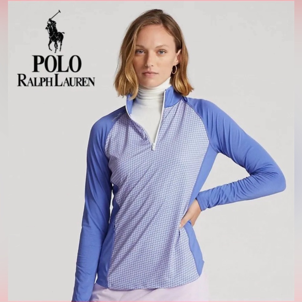 Polo Ralph Lauren RLX UV Wicking 1/4 Zip Golf Pullover Blue Print Women'…